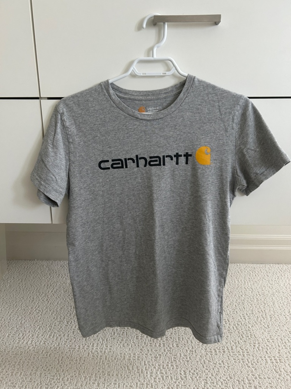 Carhartt Gray Crewneck T-Shirt with Yellow Logo